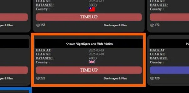 NightSpire:ランサムウェアの闇世界に現れた覇王を気取る攻撃者 写真 NightSpireの被害者リスト。出典:S-RM